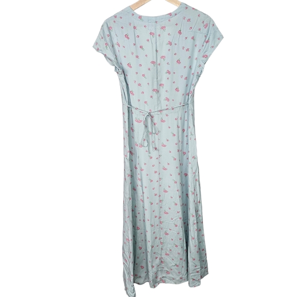Reformation Denise Floral Blue Midi Dress Size Large - Picture 3 of 5
